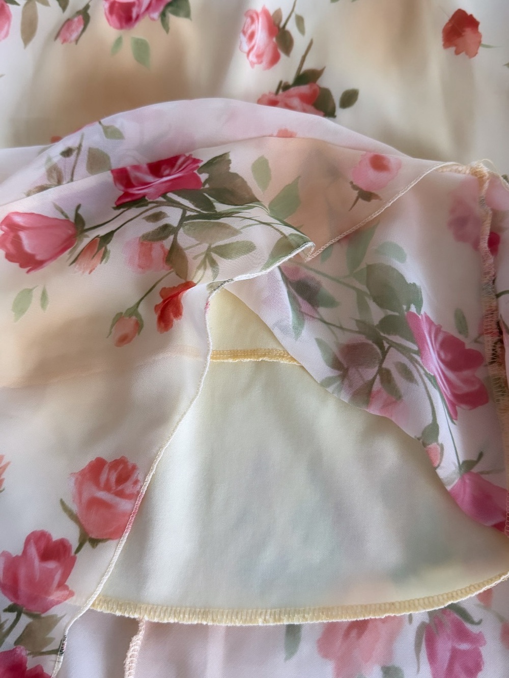 Vintage Kare City Floral Maxi Skirt Cream Pink Rose Print Cottagecore - Picture 6 of 7